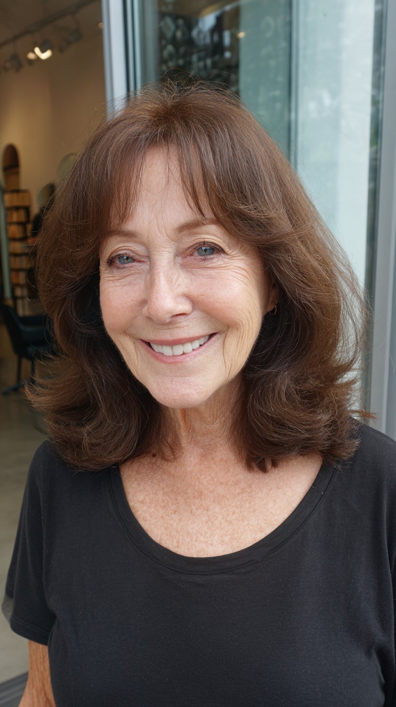 Warm Espresso Mid-Length with Wispy Face-Framing Slices