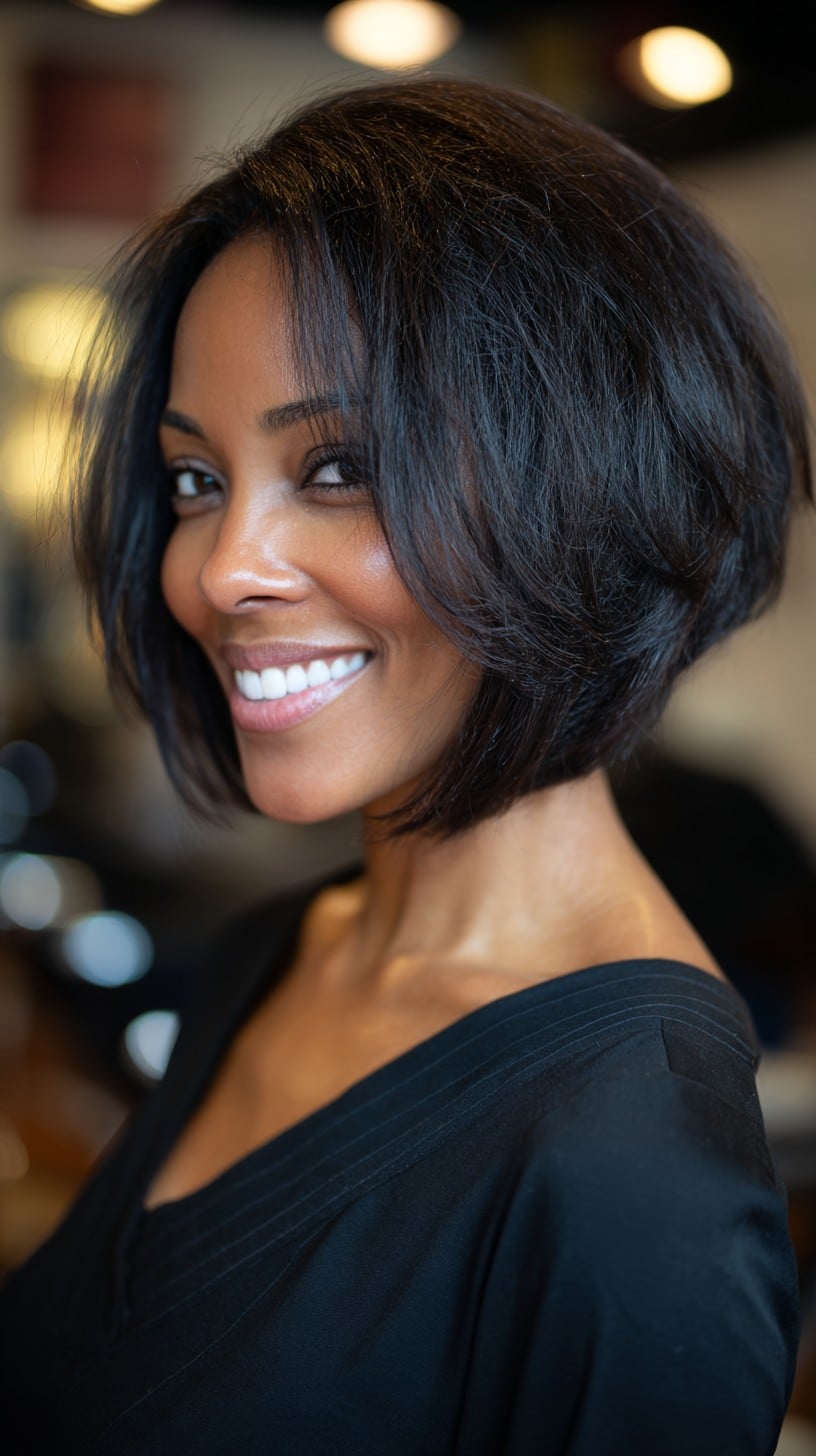 Brushed-Out French Bob with Subtle Temple Lift