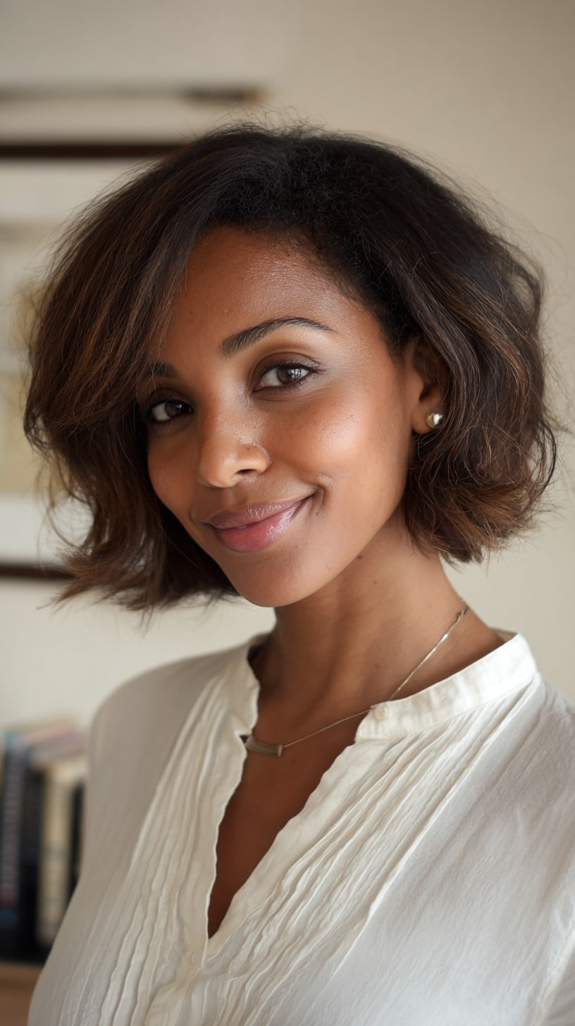 Chin-Grazing Angled French Bob with Subtle Face-Framing Lowlights