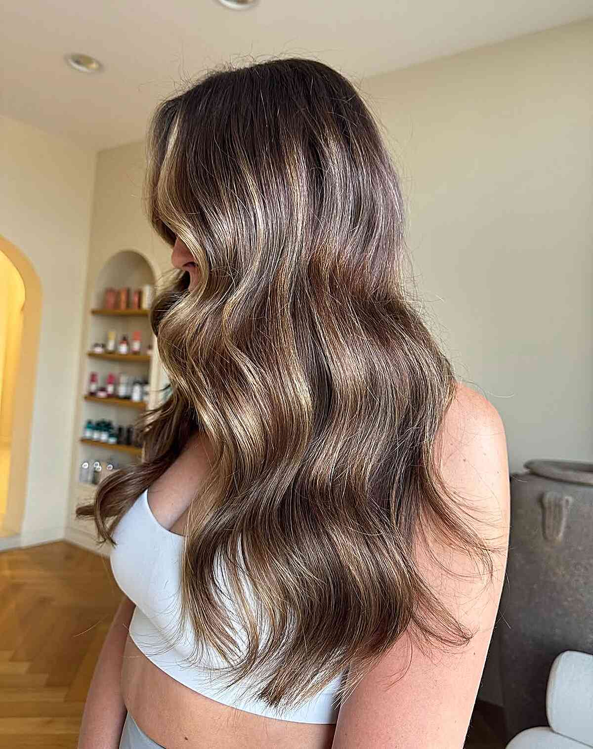 Dark Brown Waves with Blonde Highlights