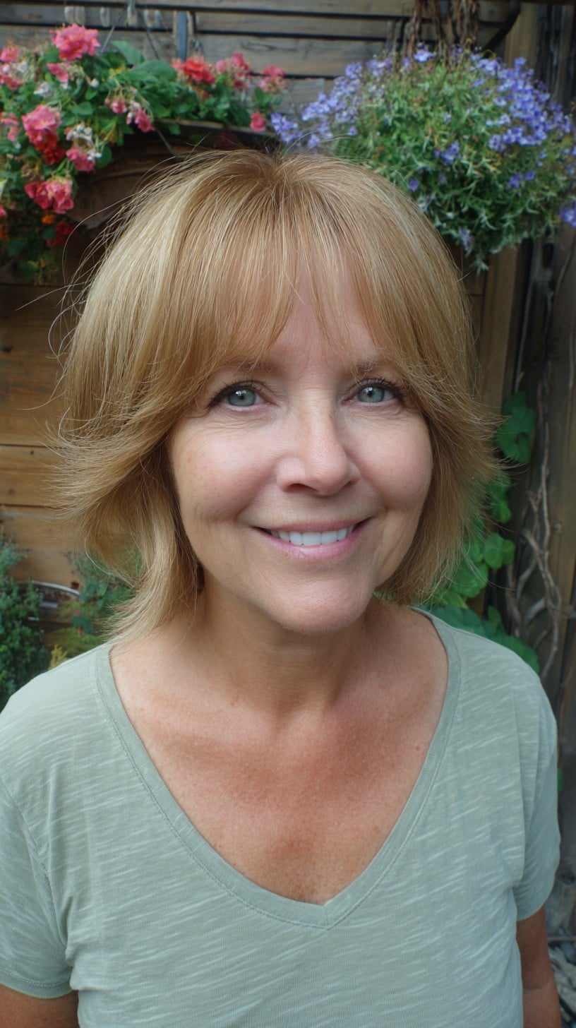 Feathered Golden Bob-Shag with Curtain Fringe