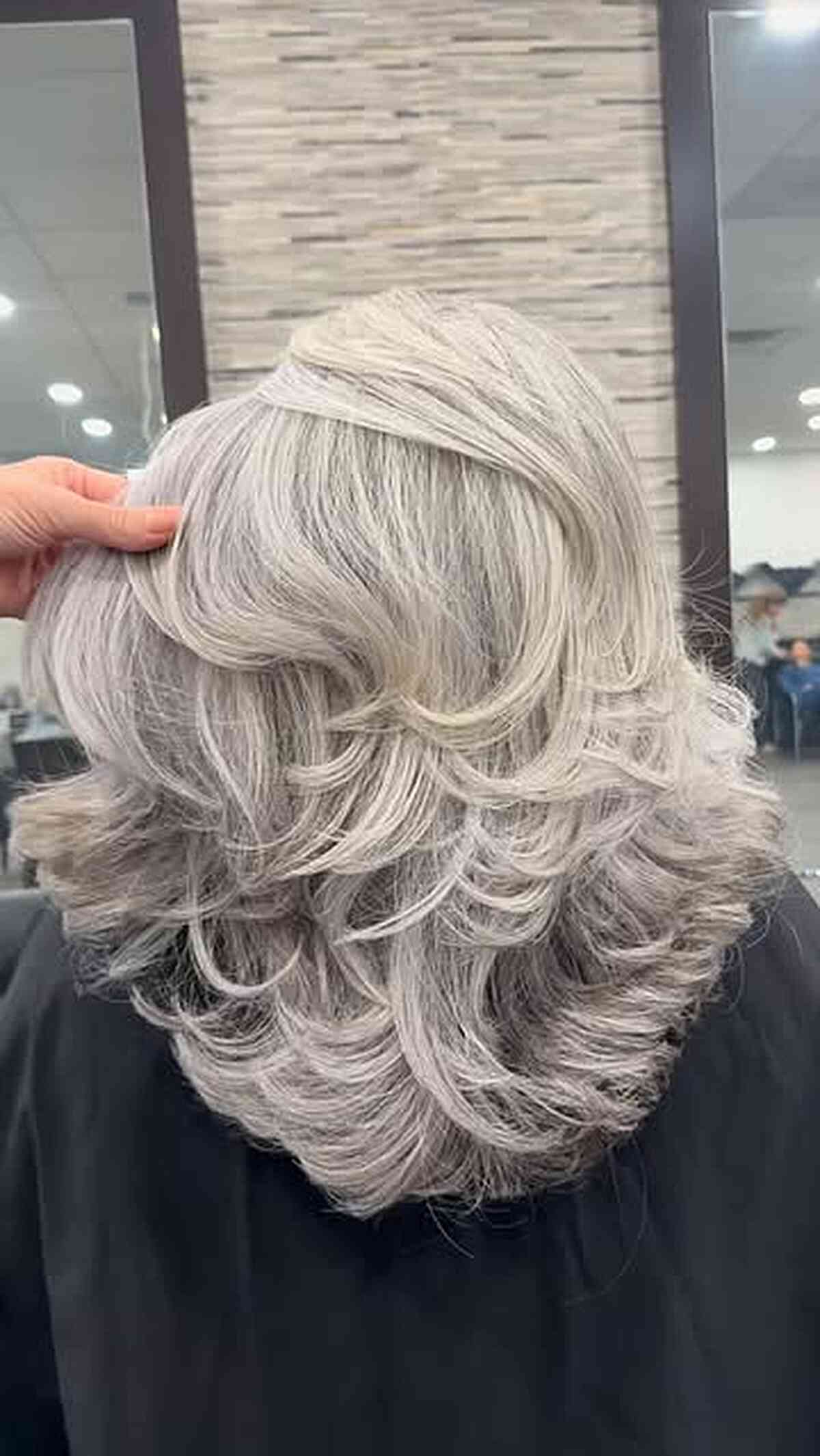 Icy Pearl Silver Blonde Blend with Soft Waves