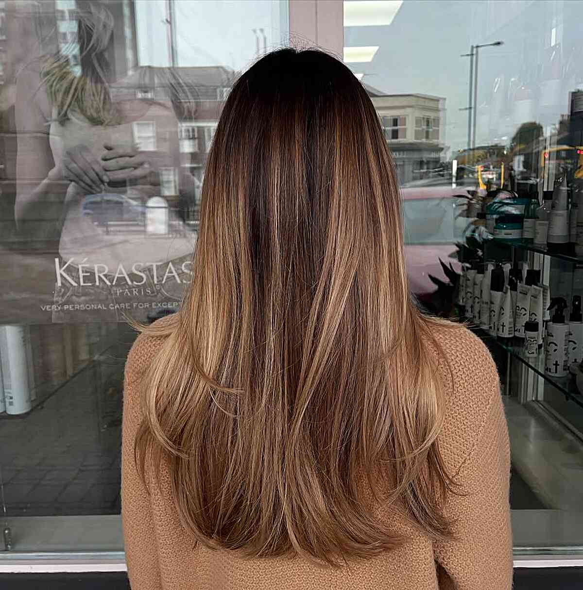 Long Caramel Balayage with Soft Layers