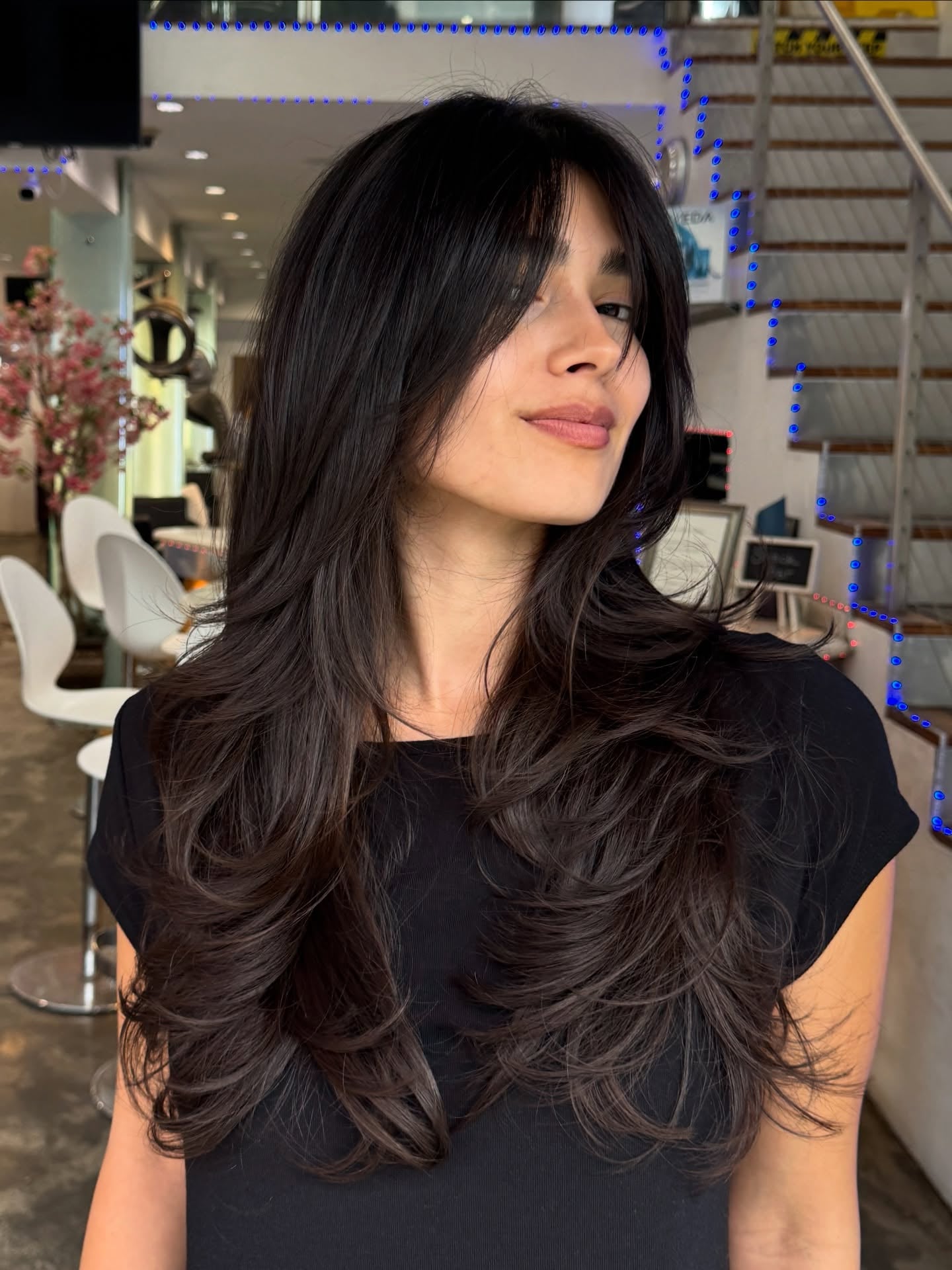 Long Feathered Butterfly Cut with Soft Center-Parted Fringe