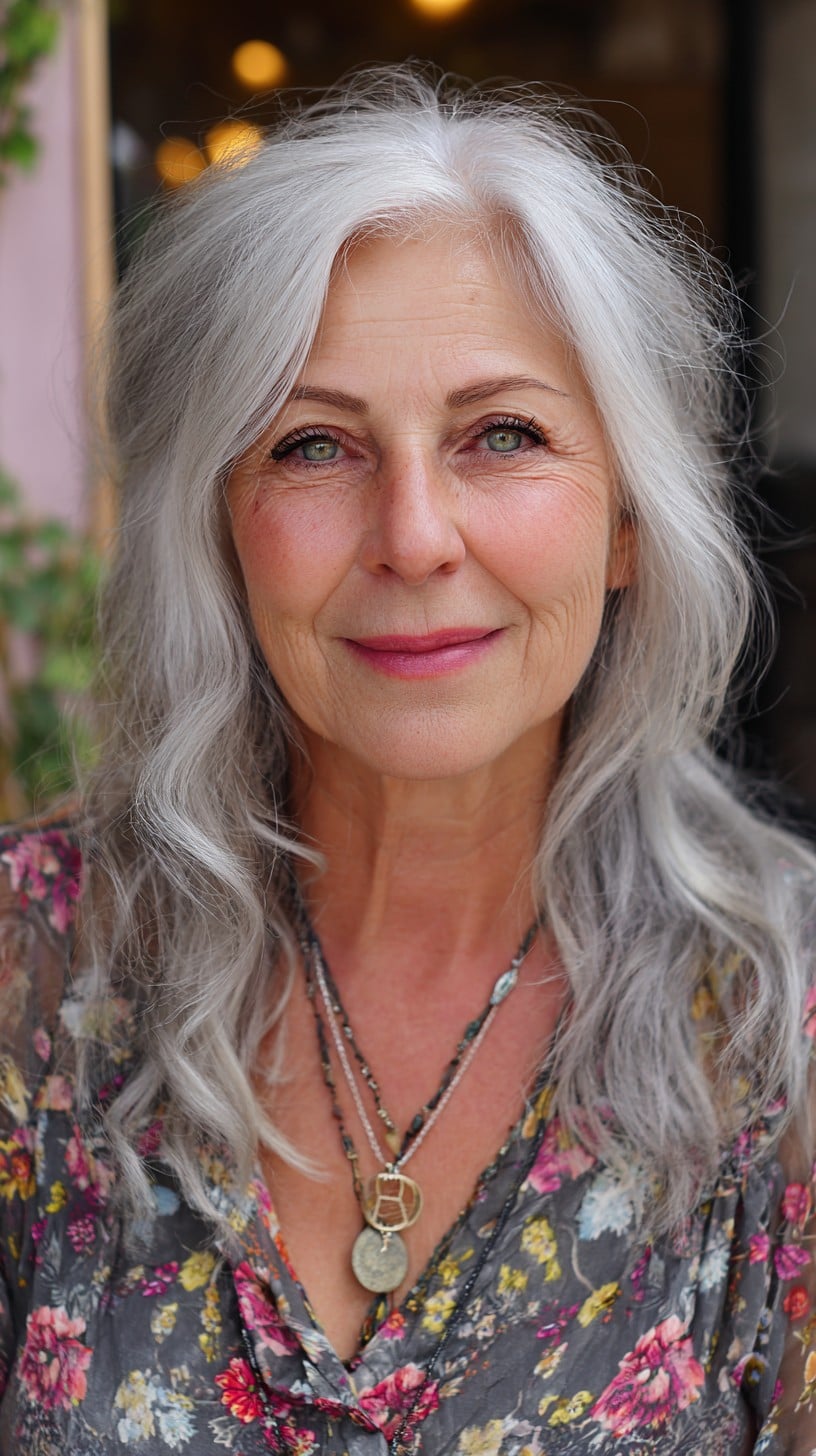 Long Silver Blended Layers with Soft Center Part