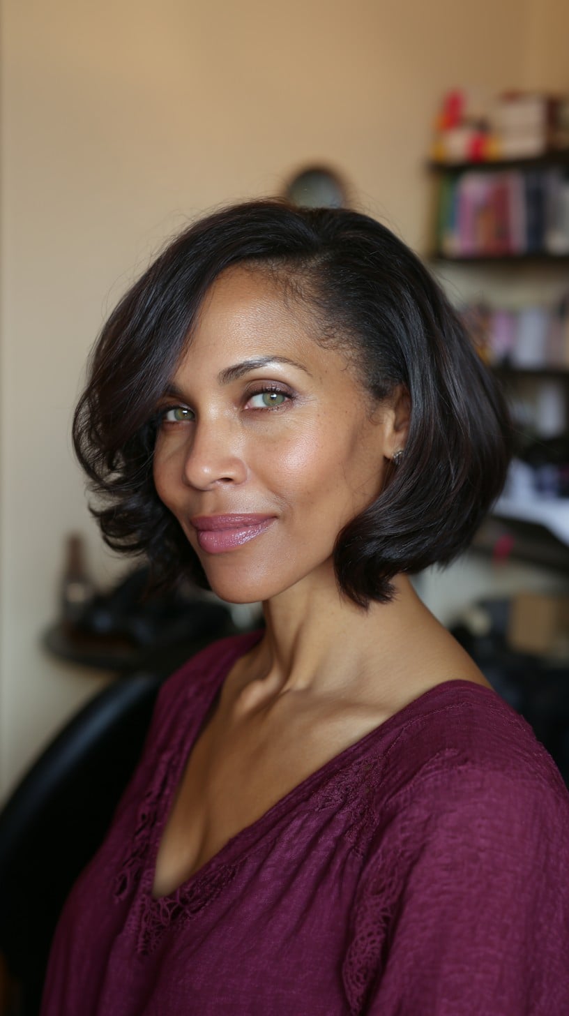 Polished Chin-Length French Bob with Soft Temple Taper