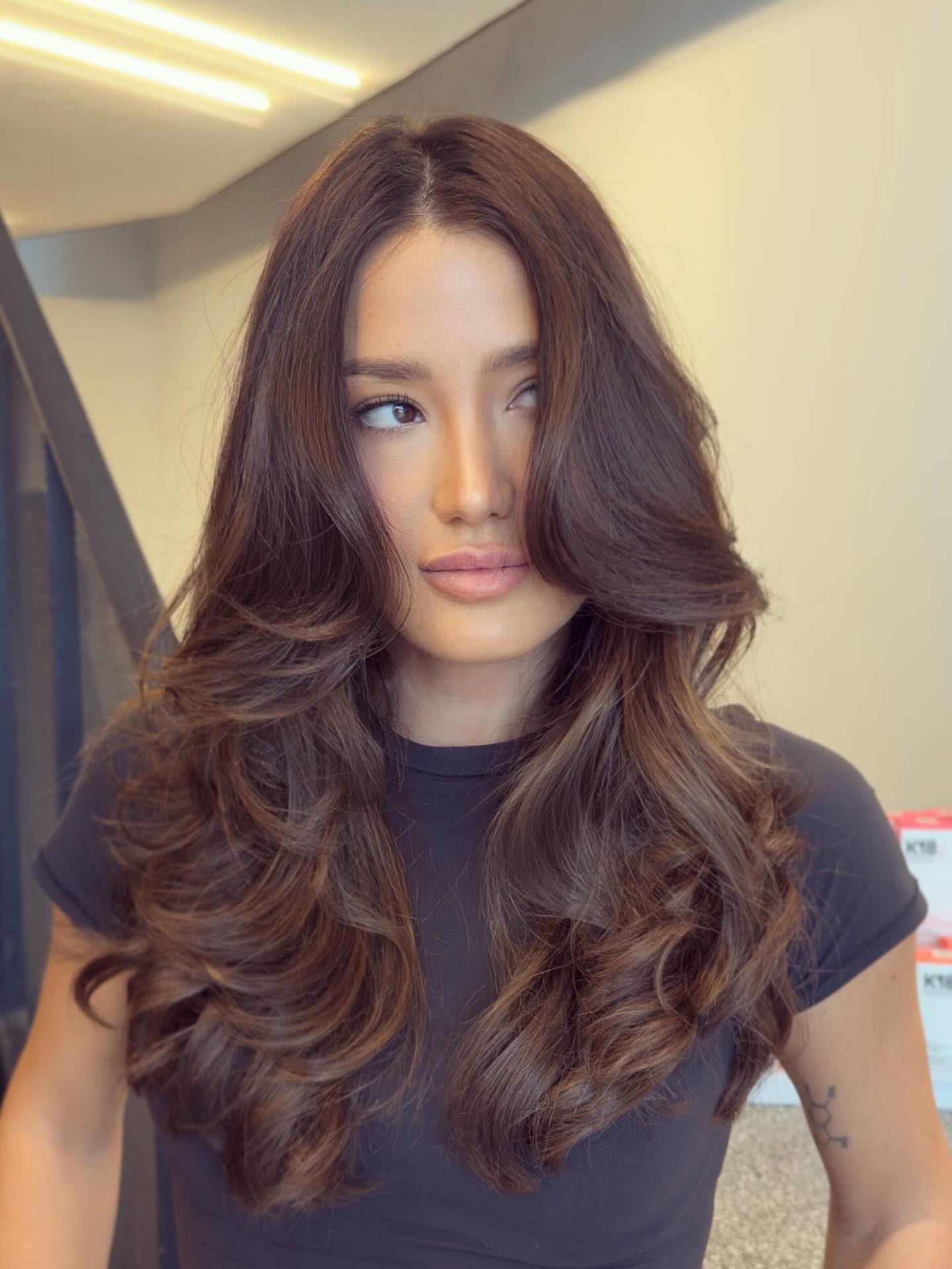 Rich Brunette Curtain Layers with Soft Rounded Ends