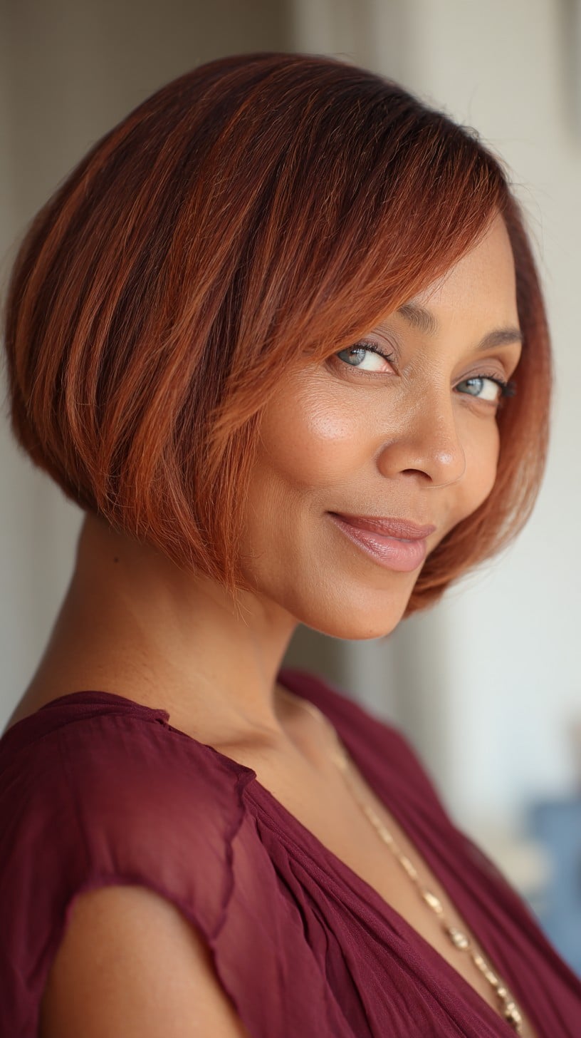 Rounded Chin-Grazing Copper French Bob with Soft Internal Graduation