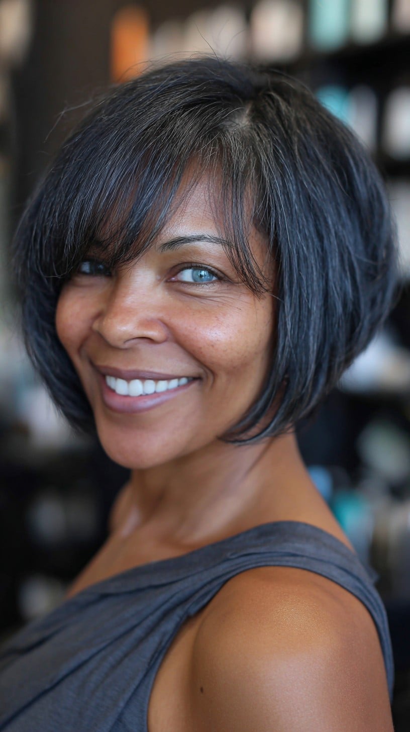 Rounded Chin-Length French Bob with Feathered Micro-Fringe