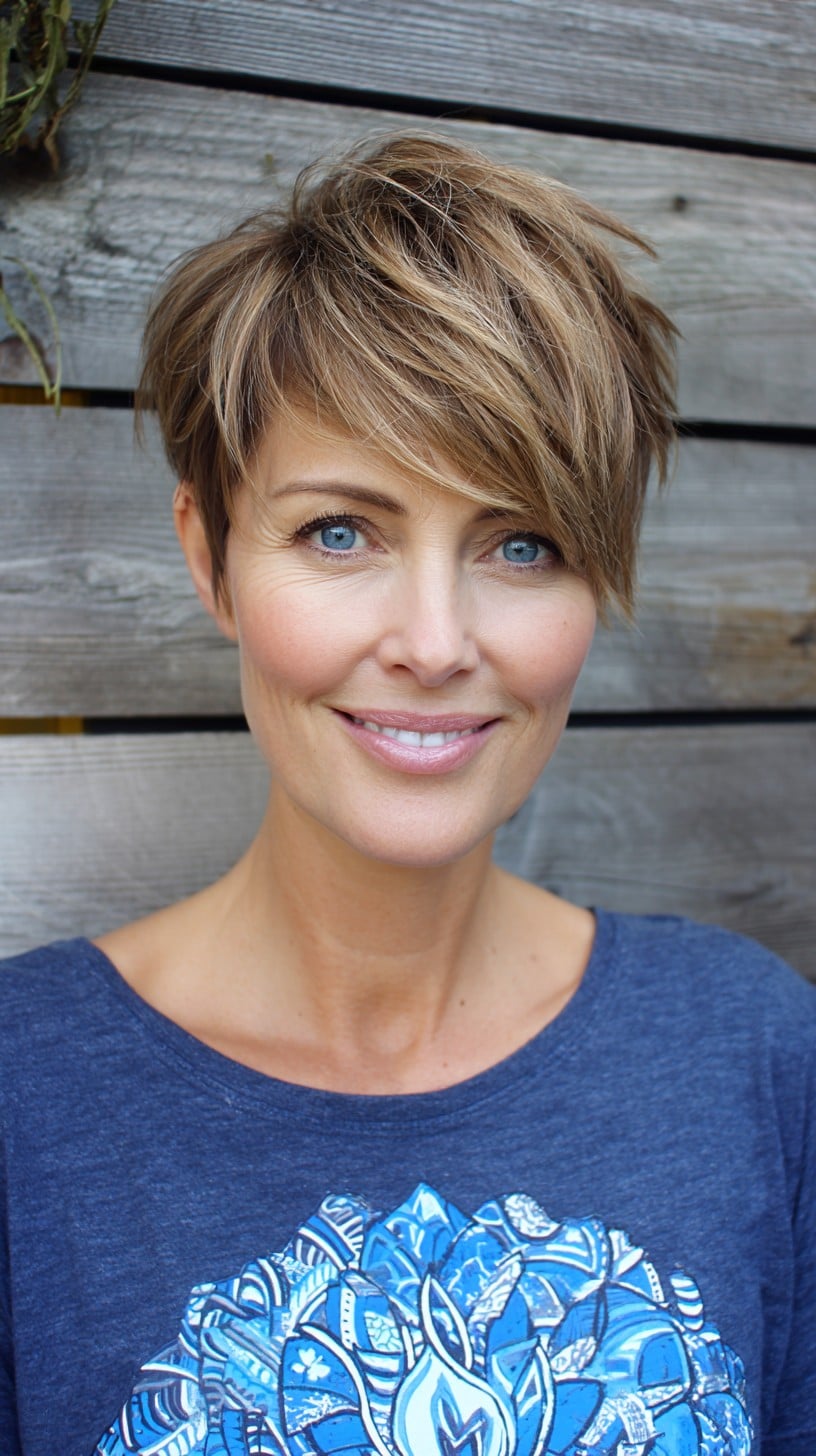 Short Asymmetrical Pixie with Long Side-Swept Fringe