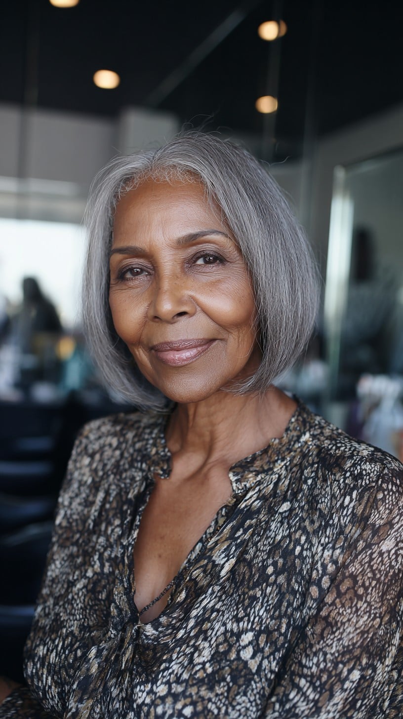 Silver French Bob with Soft Internal Layers