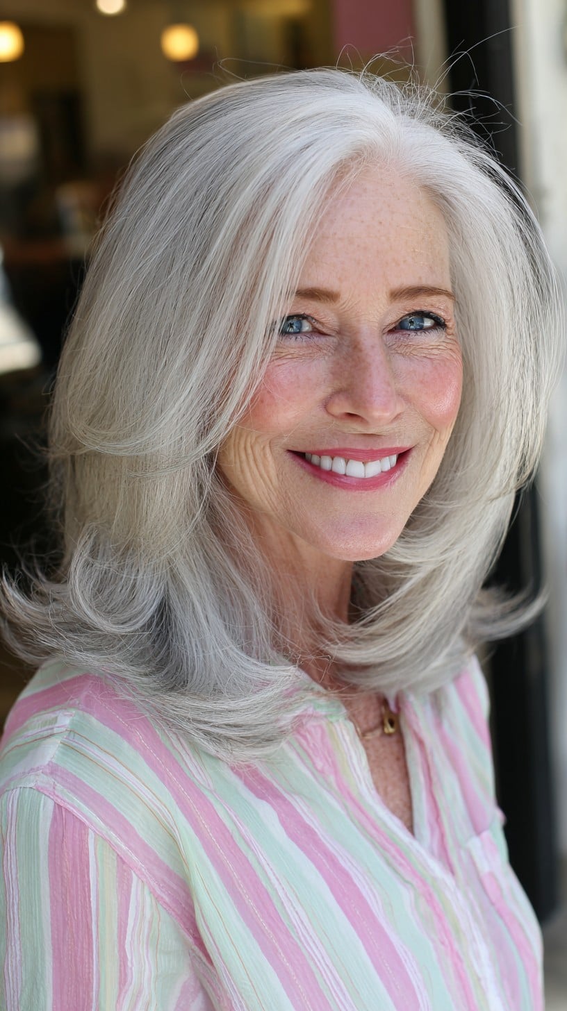 Silver Mid-Length Layered Cut with Flipped Ends