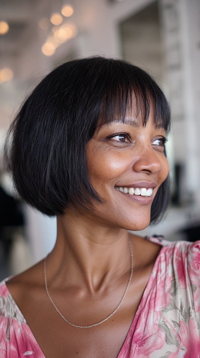 Soft Rounded Chin-Grazing Bob with See-Through Micro Fringe