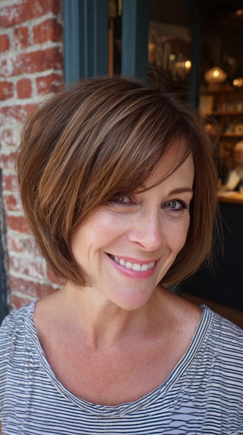 Soft Rounded Chin-Length Bob with Subtle Babylights