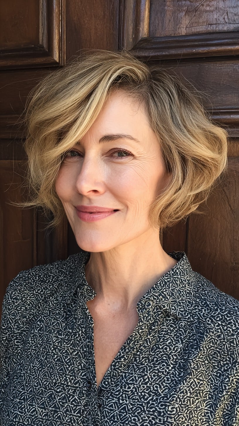 Soft Sculpted Jaw-Grazing Bob with Root Shadow and Side-Swept Wave