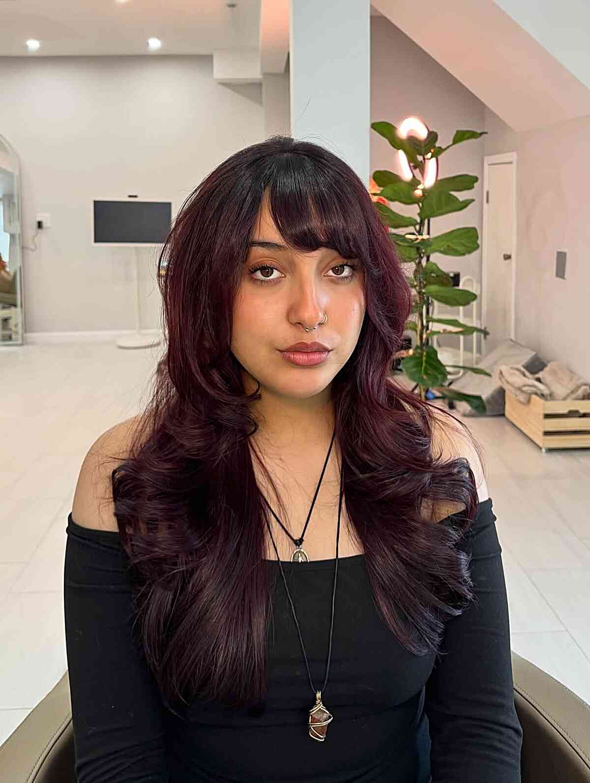 Stylish Long Hair with Side Bangs and Subtle Layers