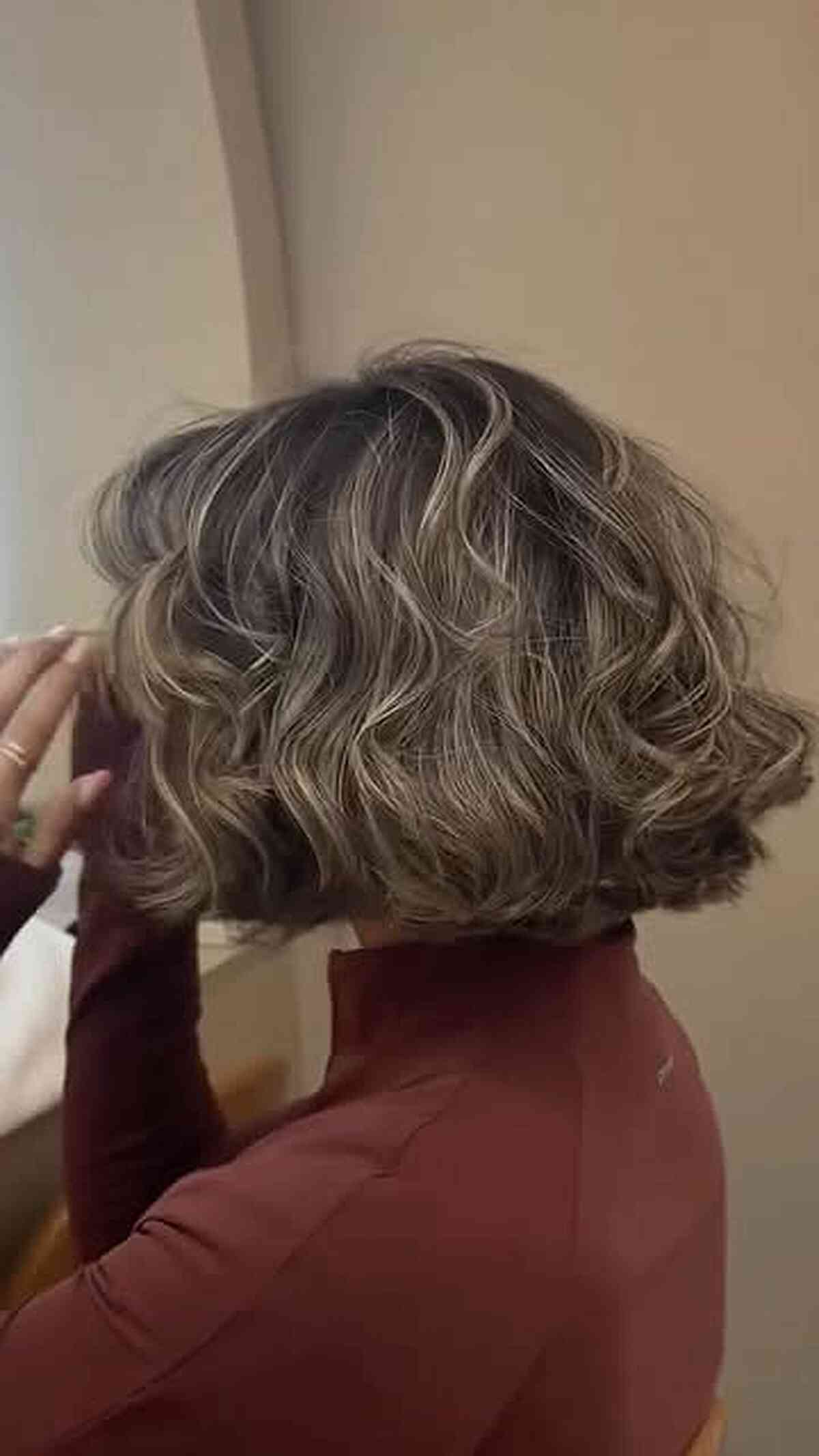 Textured Smoky Bronde Bob Waves