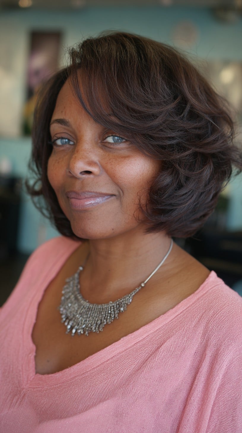 Voluminous Swooped French Bob with Feathered Perimeter