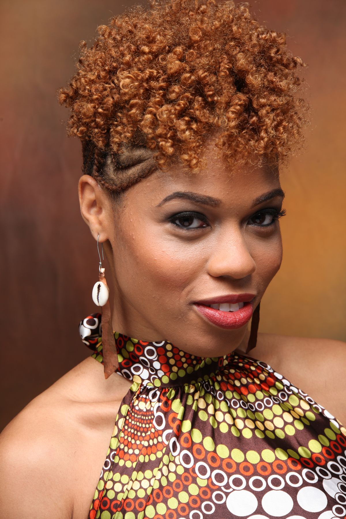 Warm Copper Curly Taper with Sculpted Side Flat-Twists