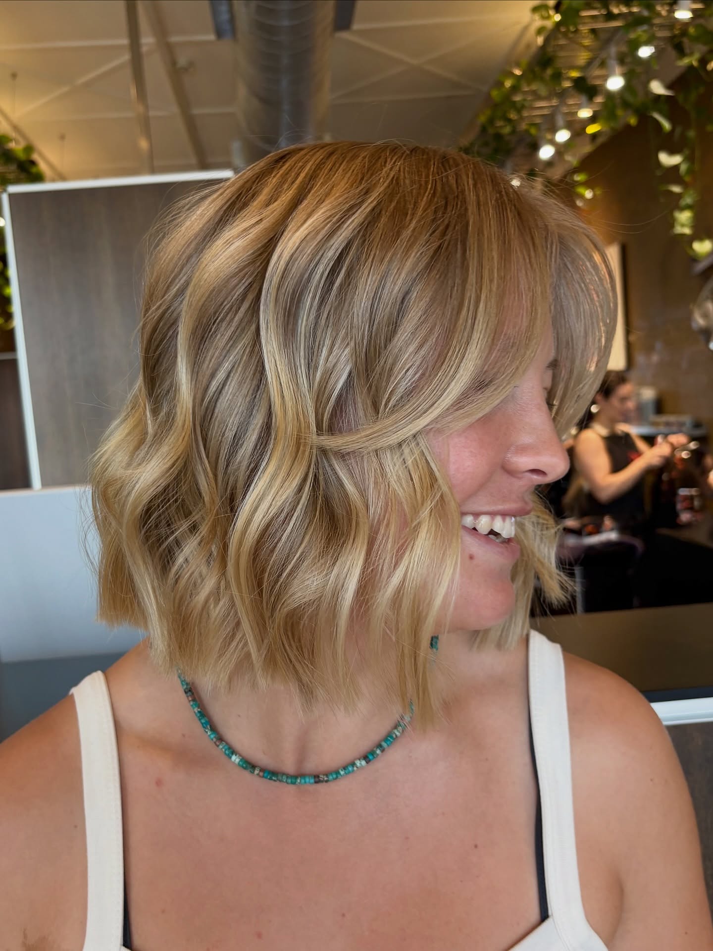 Buttery Balayage Textured Chin-Length Bob