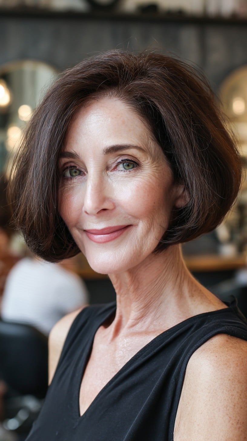 Polished Rounded Chin-Length Bob with Lifted Crown