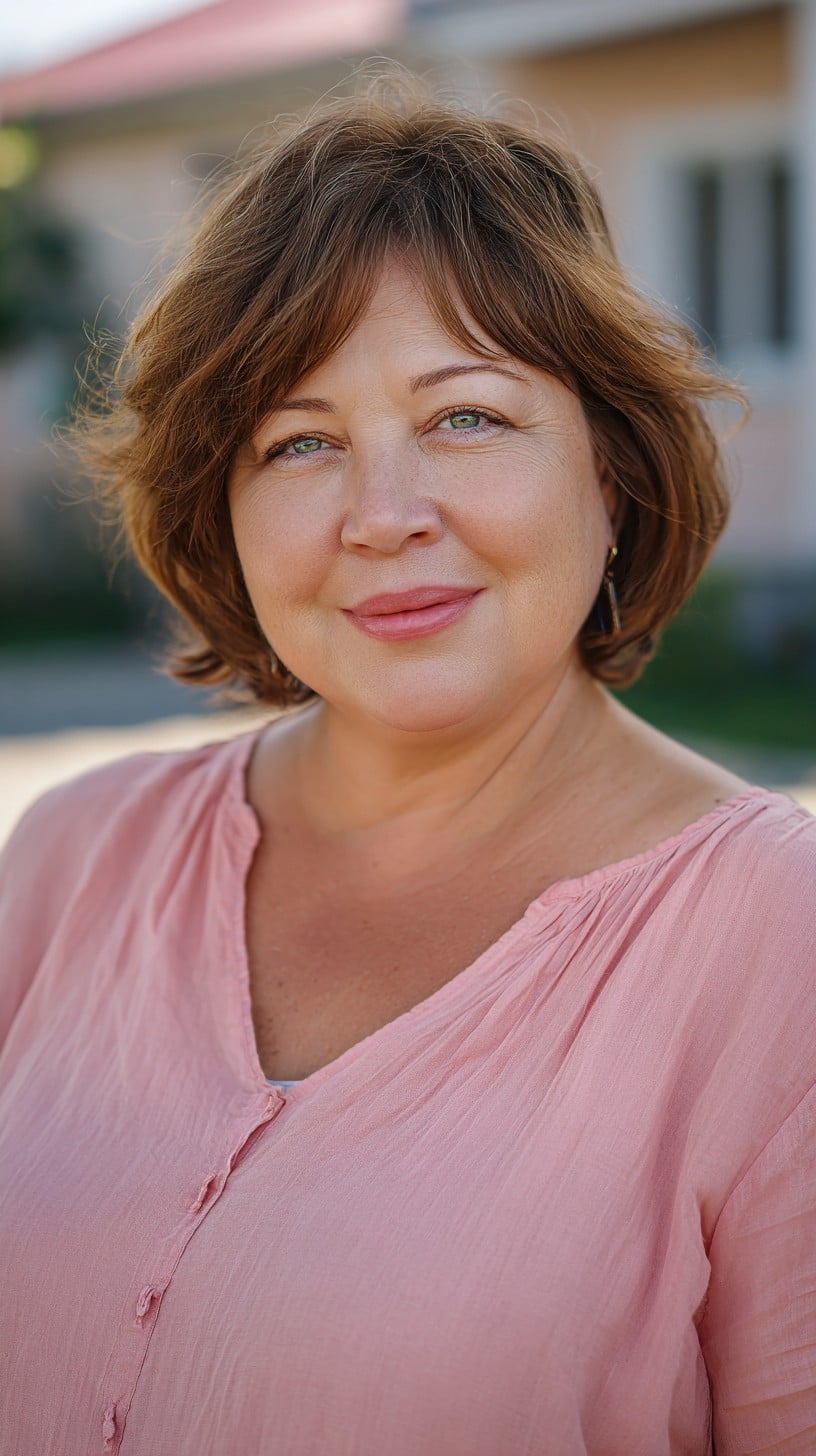 Soft Layered Chin-Grazing Bob with Subtle Curtain Fringe
