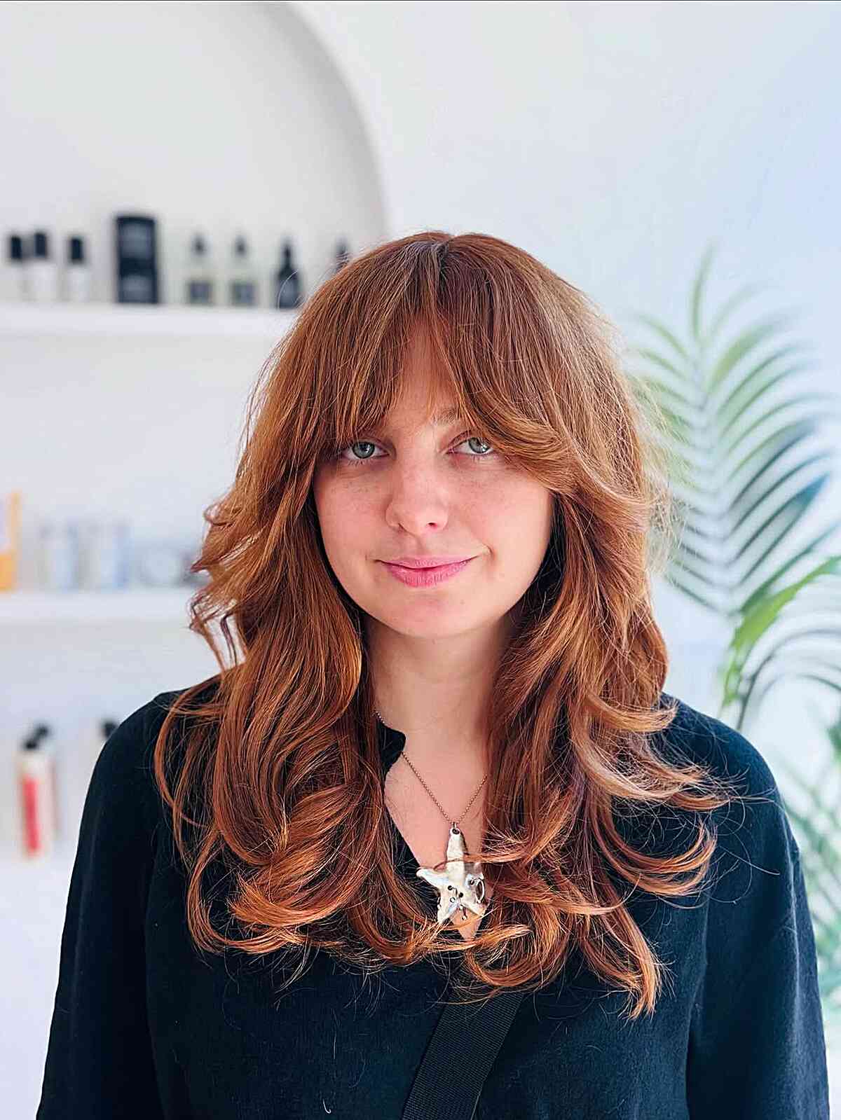 Textured Long Wavy Hair with Fringe