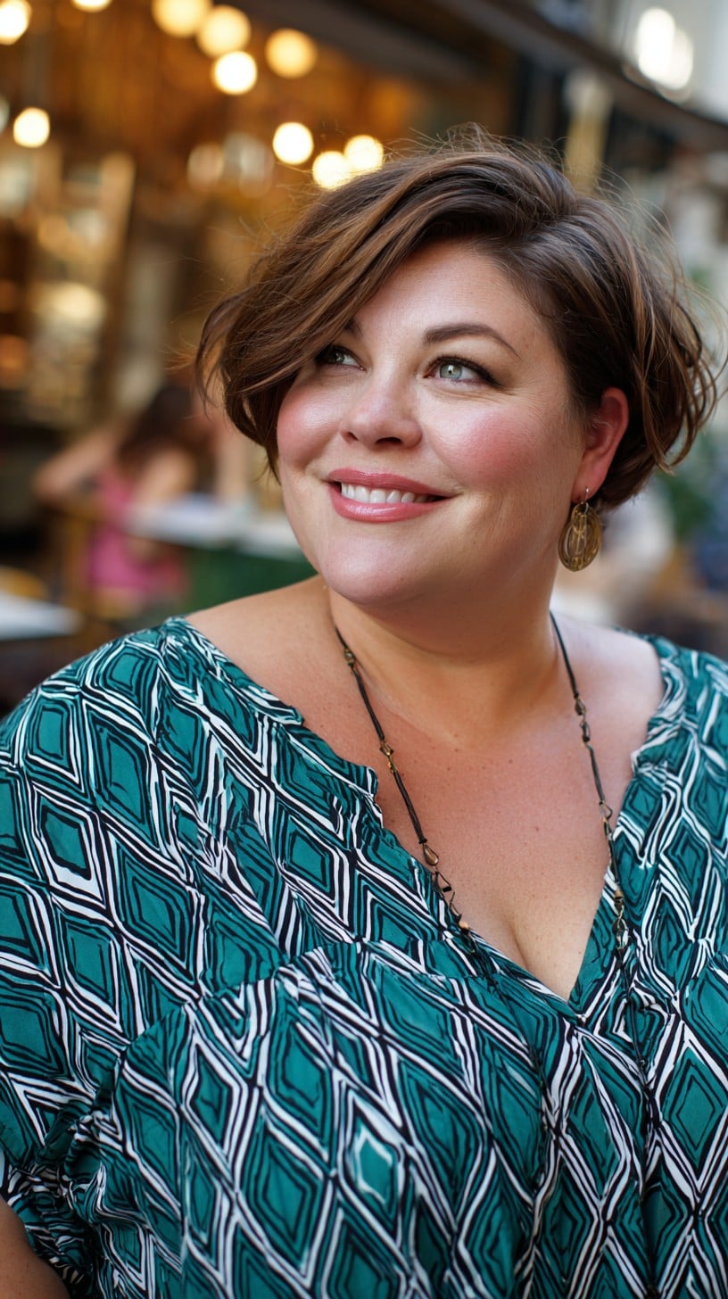 Textured Side-Swept Chin-Length Bob with Root Shadow and Crown Graduation