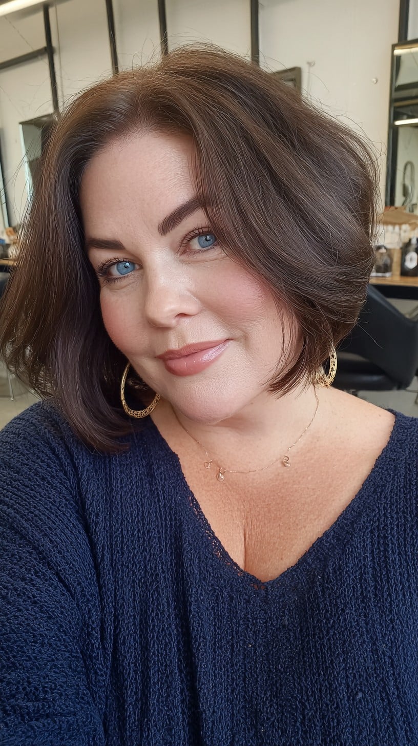 Voluminous Rounded Chin-Length Bob with Soft Face-Framing Layers