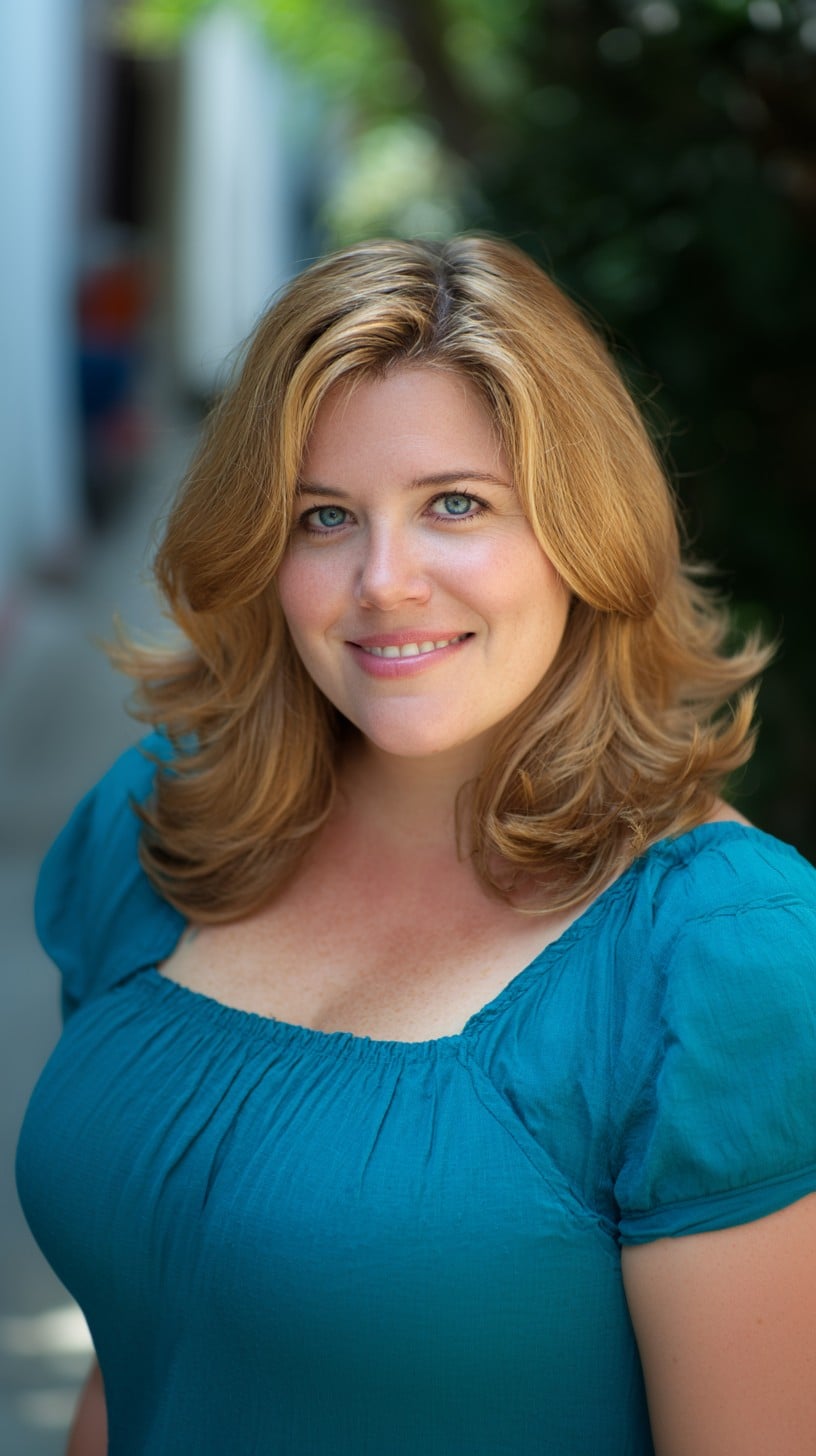 Warm Copper Blonde Medium Feathered Layers