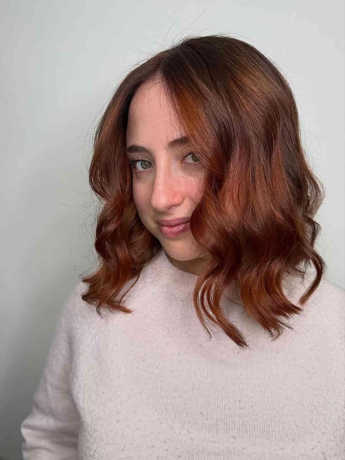 Effortless Beach Waves with Rich Copper Tones