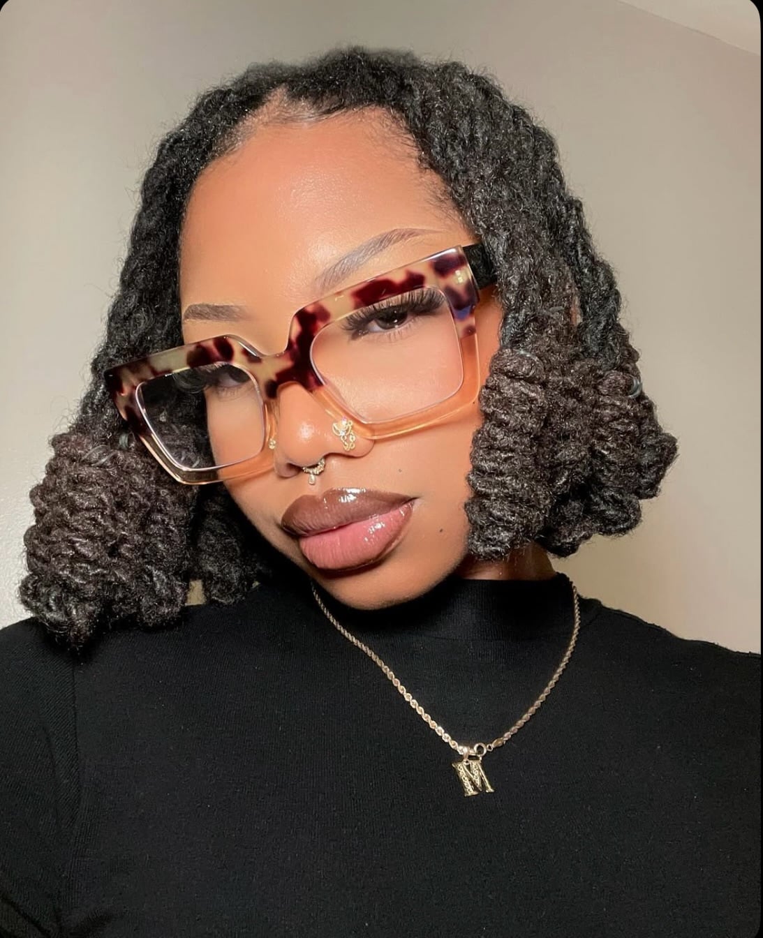 Chin-Grazing Chunky Loc Bob with Rolled Tucked Ends
