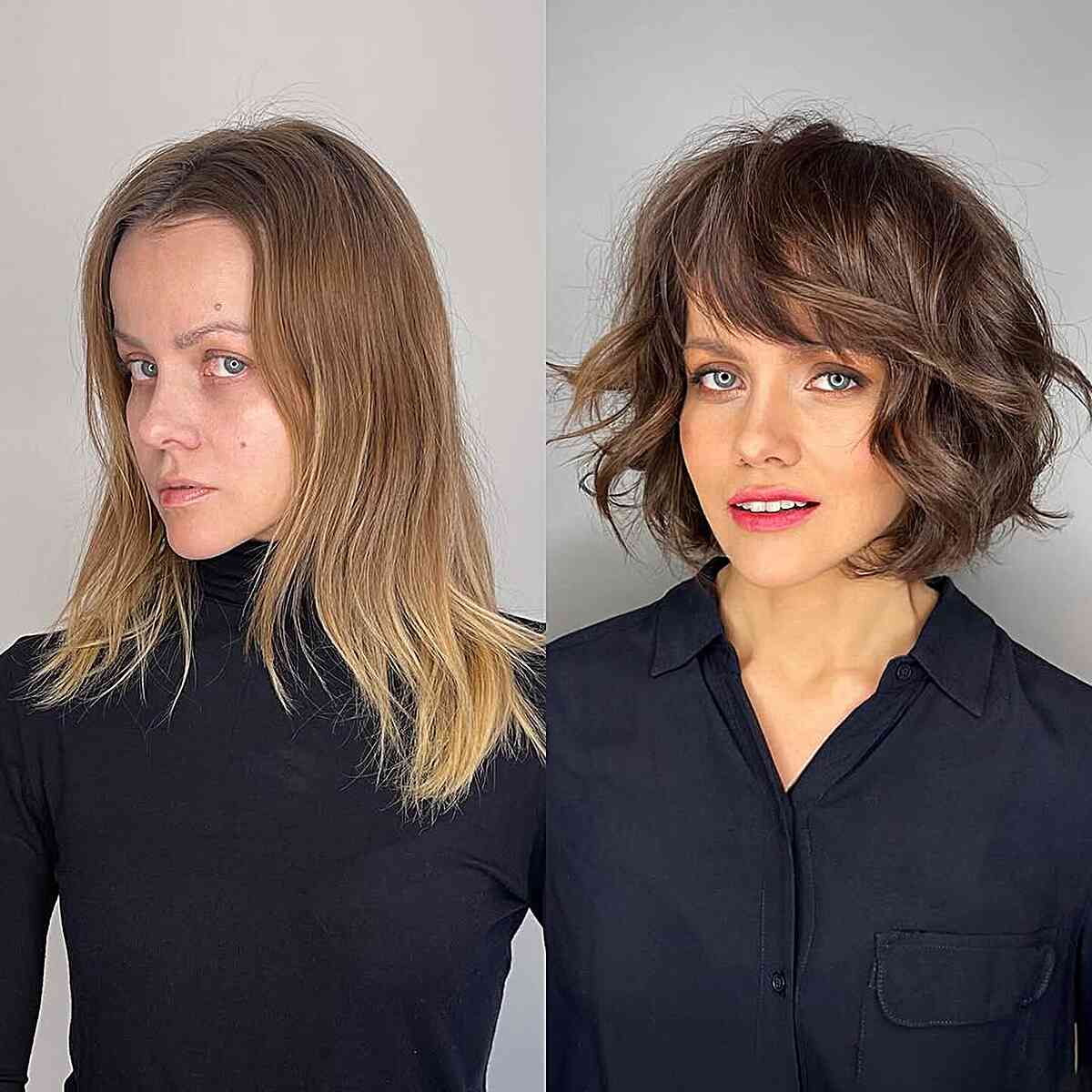 Chin-Length Wavy Hair with Textured Layers