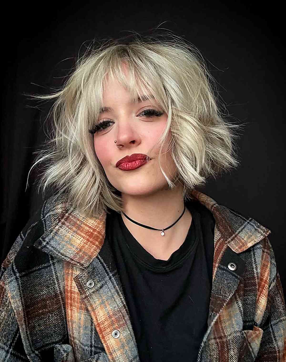 Choppy Textured Bob with Subtle Bangs