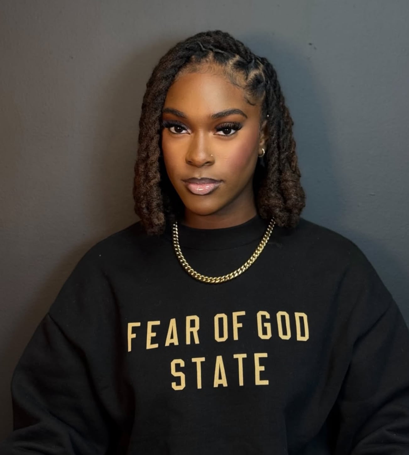 Chunky Chin-Length Palm-Rolled Loc Bob with Feed-In Braided Part