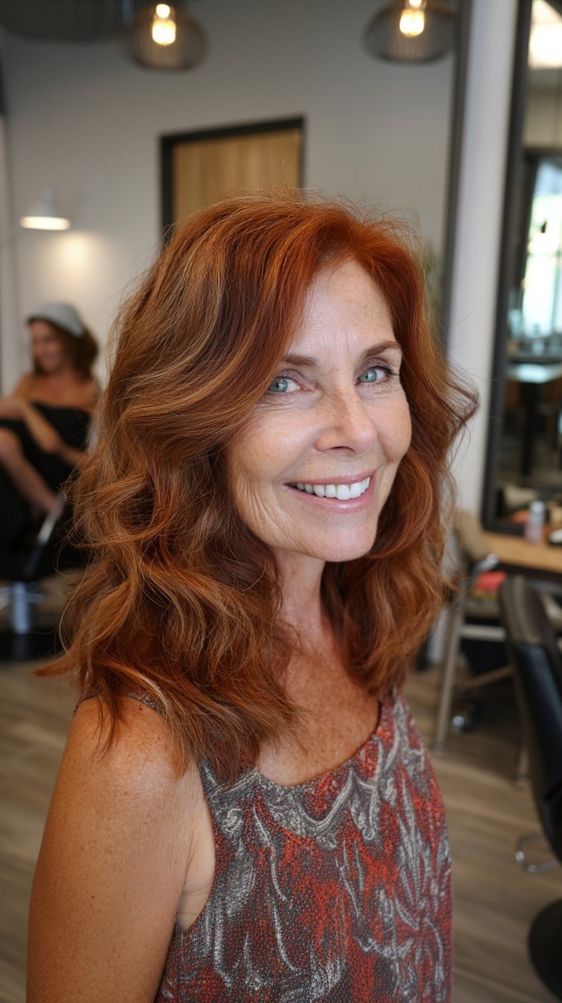Ginger Copper Mid-Length Waves with Face-Framing Layers