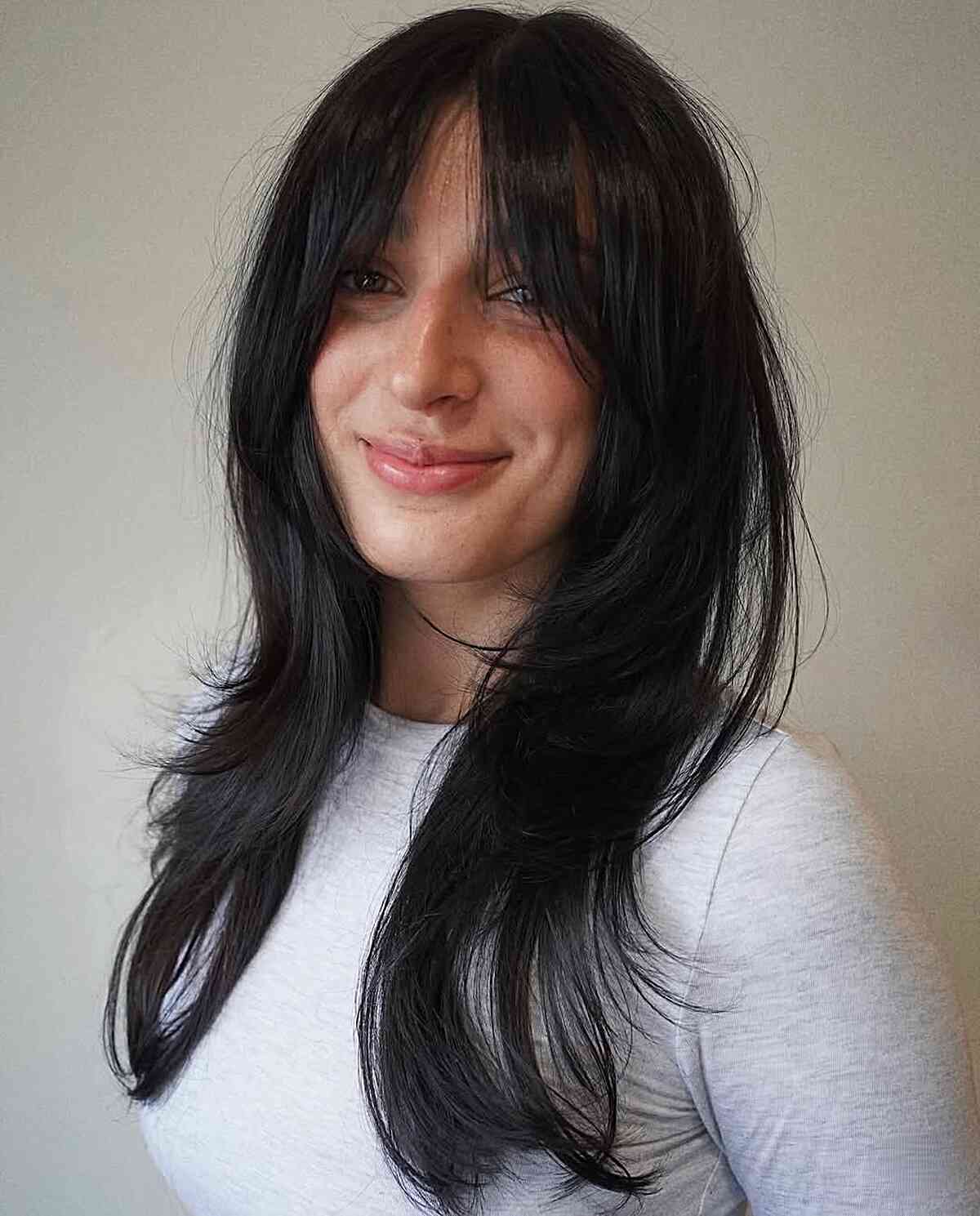 Modern Curtain Bangs with Long Layers