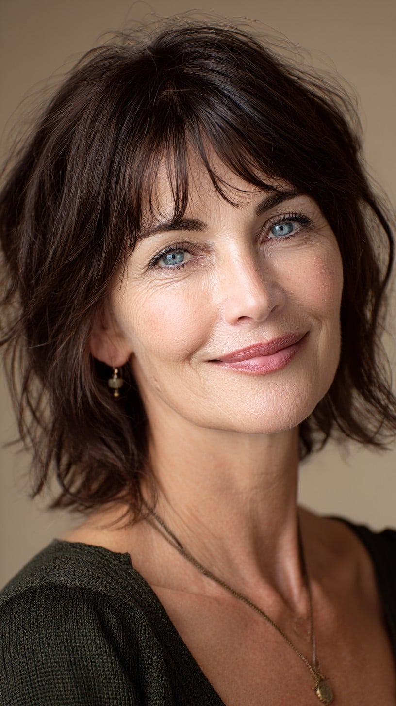 Modern Soft Shag with Wispy Fringe and Layered Neckline