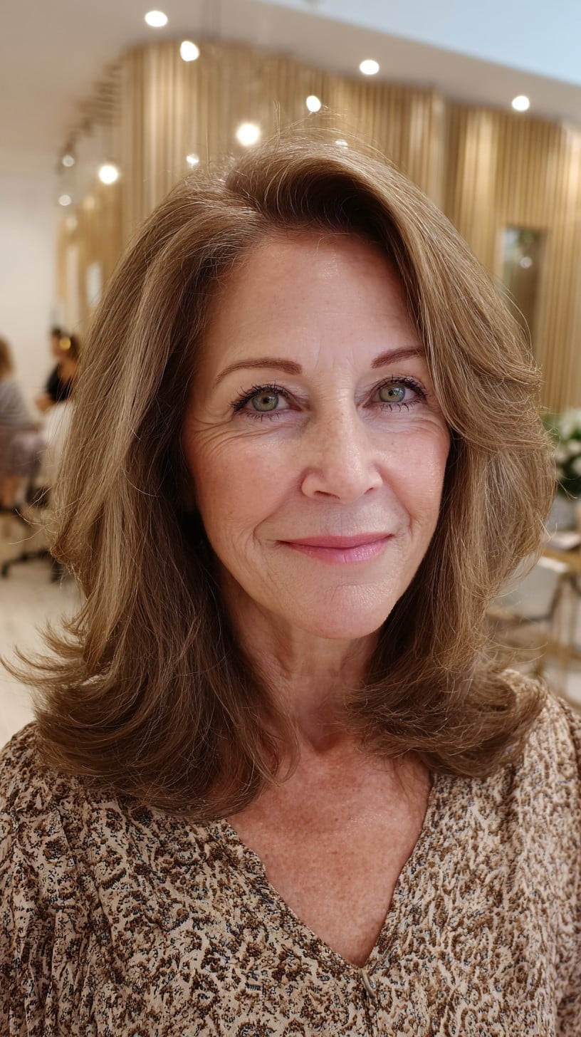 Root-Shadowed Shoulder-Length Layers with Flipped Face-Framing Ends