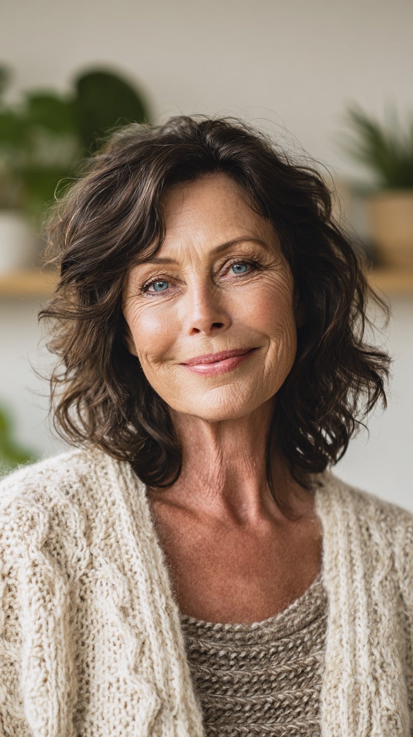Salt-and-Pepper Textured Shag Bob with Soft Face-Framing Layers