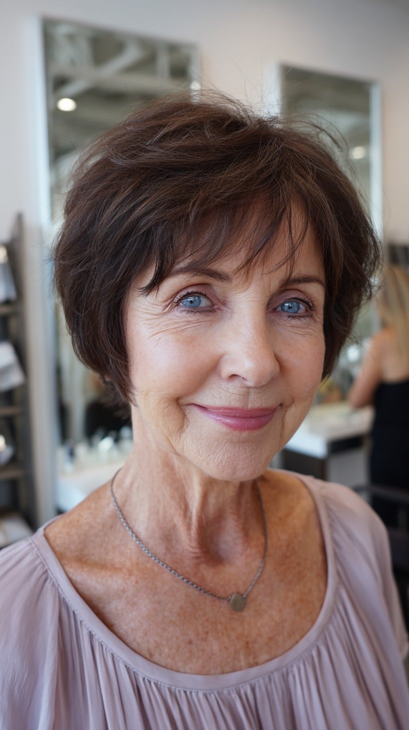 Short Layered Shag Bob with Lifted Crown and Wispy Micro-Fringe