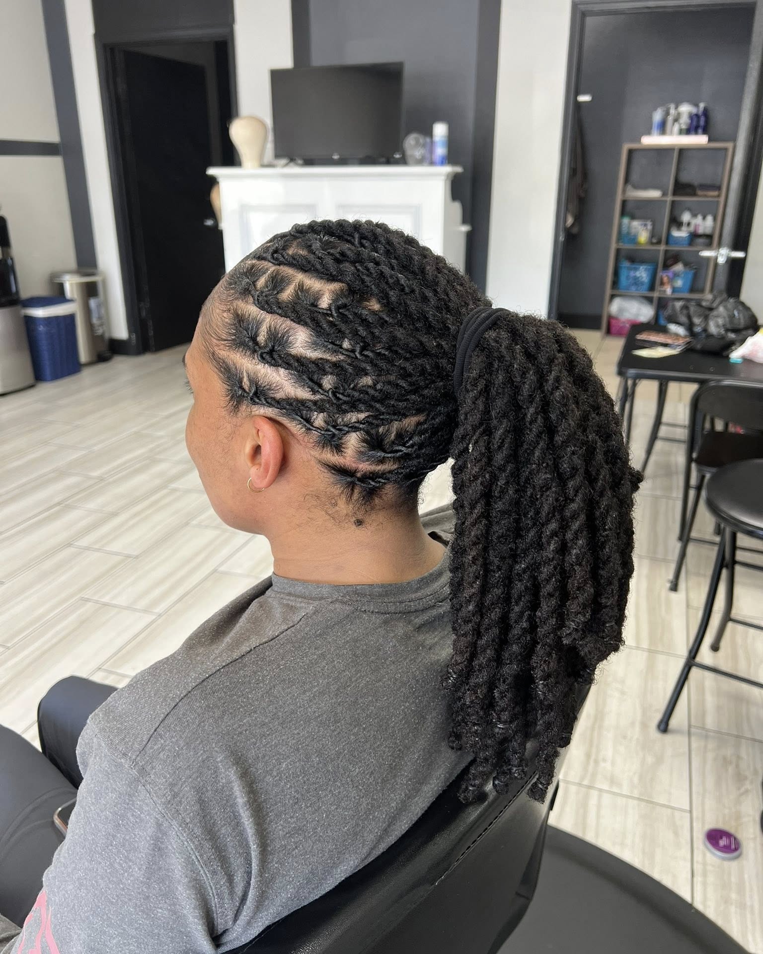 Sleek Feed-In Cornrow Pony with Chunky Two-Strand Twists