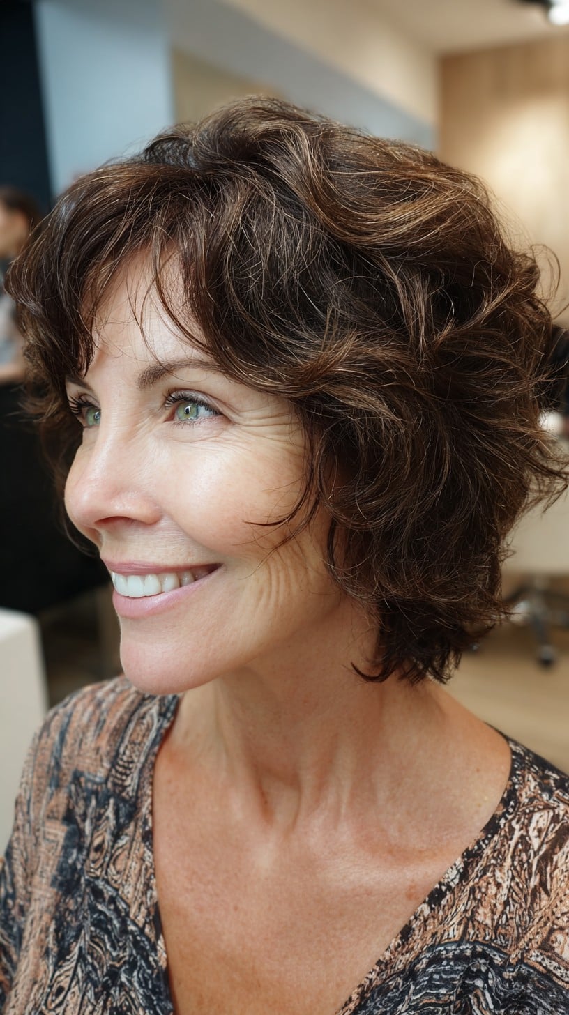 Soft Chocolate Layered Short Shag with Subtle Caramel Babylights