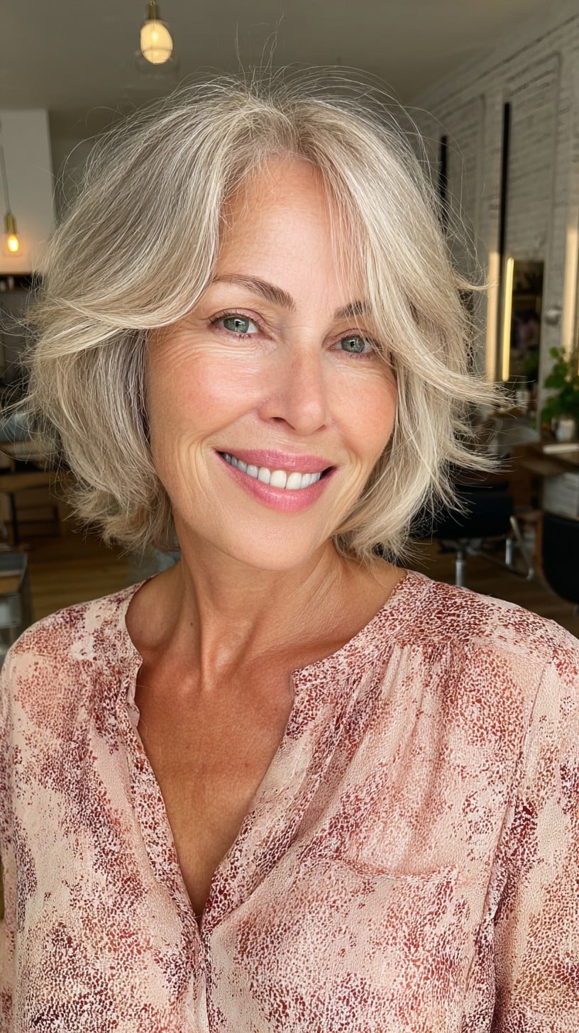 Soft Face-Framing Shag Bob with Lifted Crown and Curtain Layers