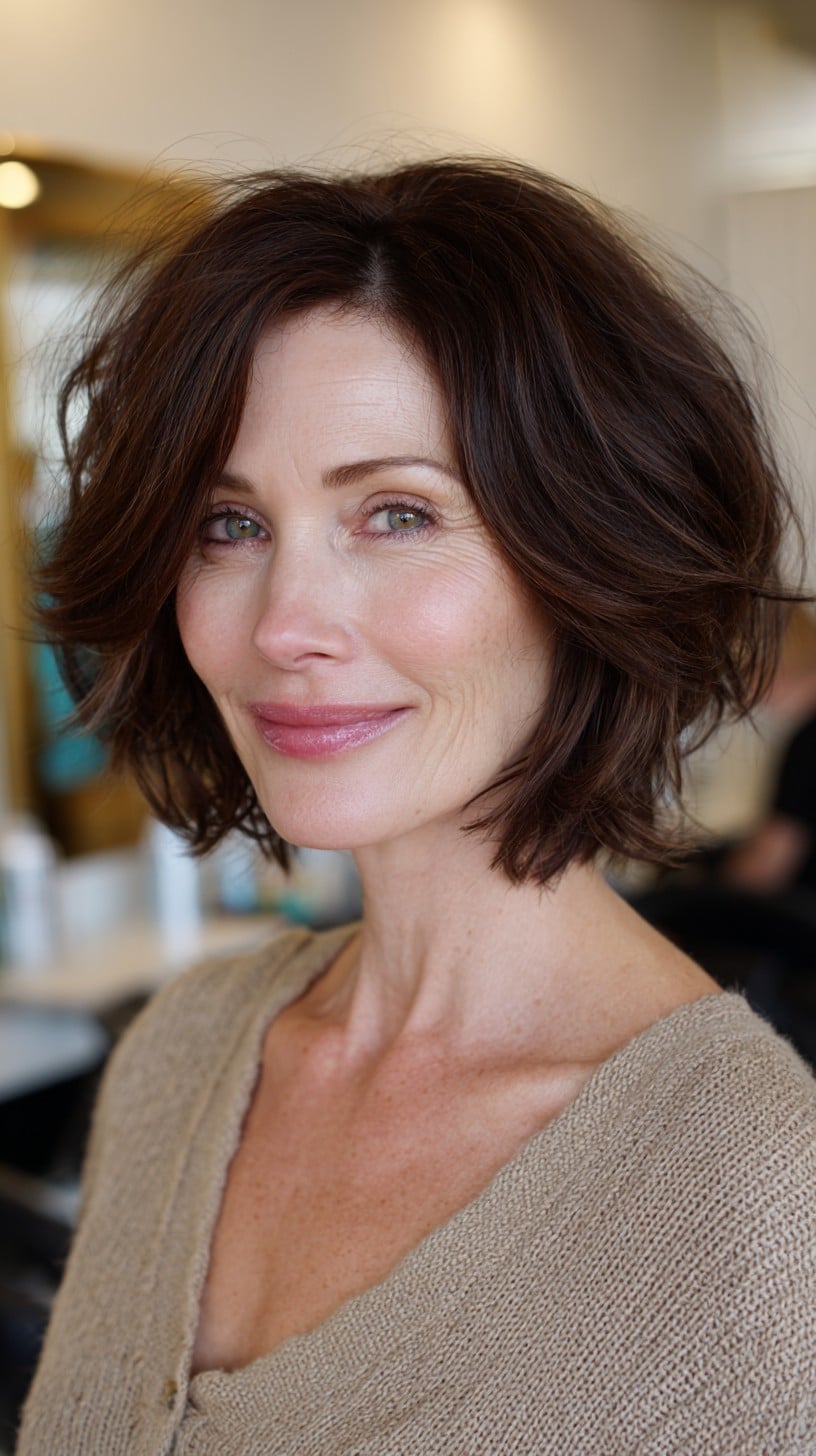 Soft Feathered Chin-Length Shag with Face-Framing Layers