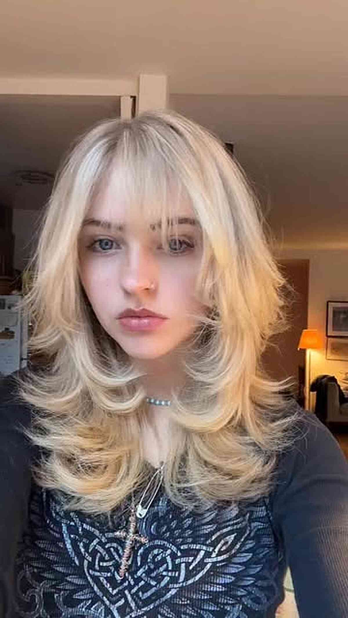 Soft Platinum Shag with Airy Fringe
