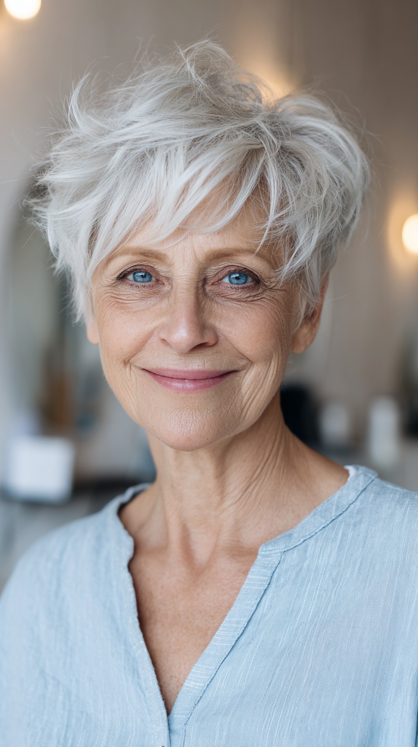 Soft Wispy Silver Pixie with Airy Crown Texture