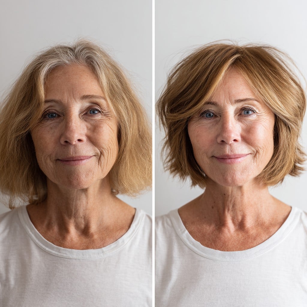 Textured Ash-Brown Shag Bob with Lifted Crown and Side-Swept Fringe