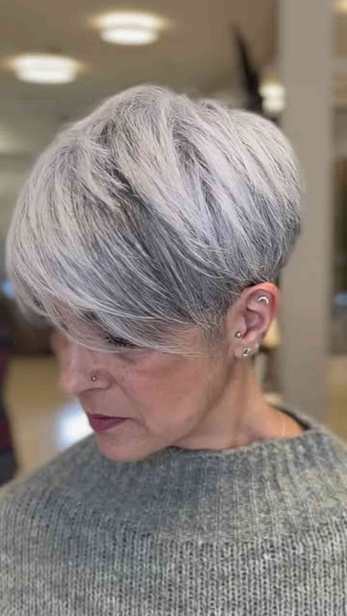 Textured Short Gray Pixie Cut