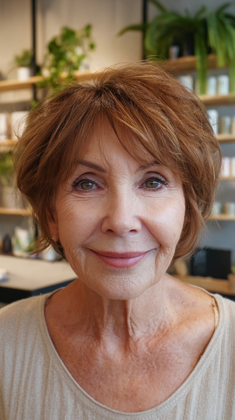 Chestnut Bixie with Lifted Crown and Soft Face-Framing Fringe